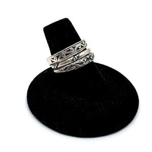 Sterling Silver Stacking Rings Dainty Bands Filigree Floral Size 7 1/2 to 7 3/4
